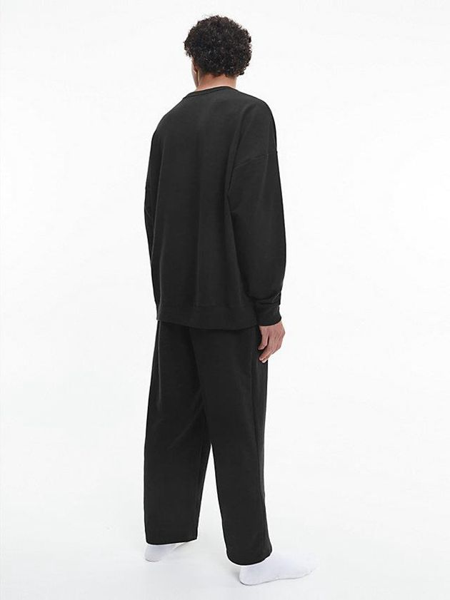 Black Calvin Klein Lounge - Embossed Icon Men Sweatshirt | AFYC-75304