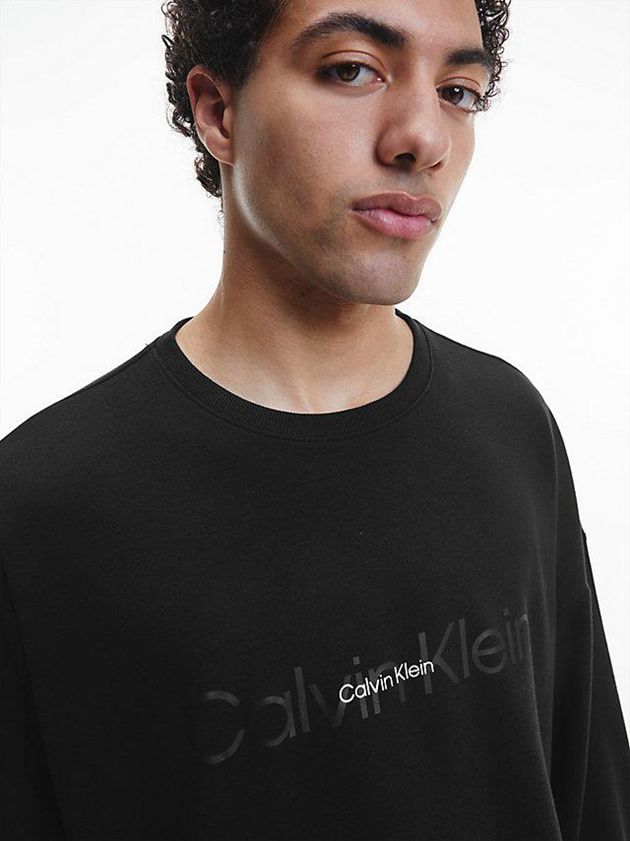 Black Calvin Klein Lounge - Embossed Icon Men Sweatshirt | AFYC-75304