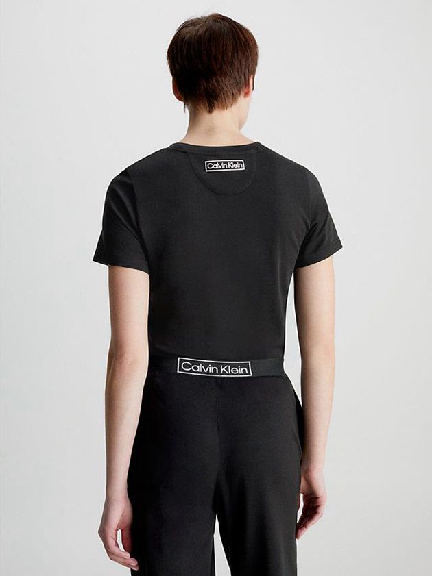 Black Calvin Klein Lounge - Reimagined Heritage Women T-Shirt | ZASO-06752