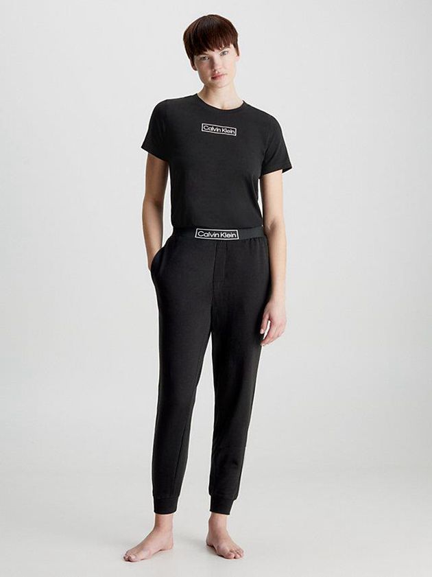 Black Calvin Klein Lounge - Reimagined Heritage Women T-Shirt | ZASO-06752