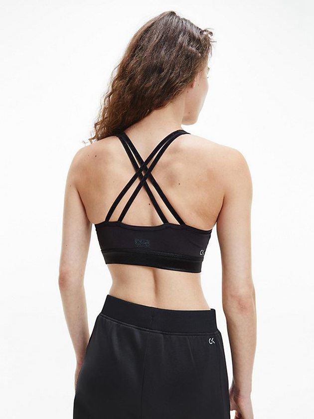 Black Calvin Klein Medium Impact Sports Women Bra | OBRJ-40735