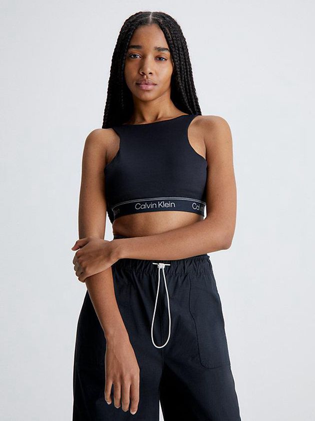 Black Calvin Klein Medium Impact Sports Women Bra | CMQI-60491