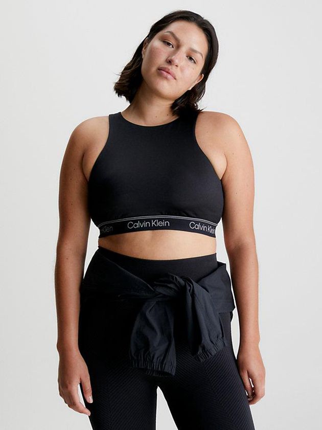 Black Calvin Klein Medium Impact Sports Women Bra | CMQI-60491