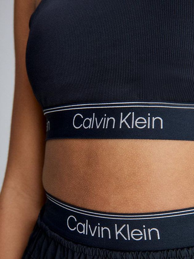 Black Calvin Klein Medium Impact Sports Women Bra | CMQI-60491