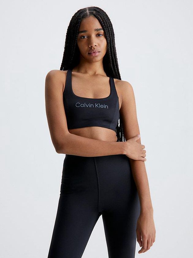 Black Calvin Klein Medium Impact Sports Women Bra | ZODB-80571