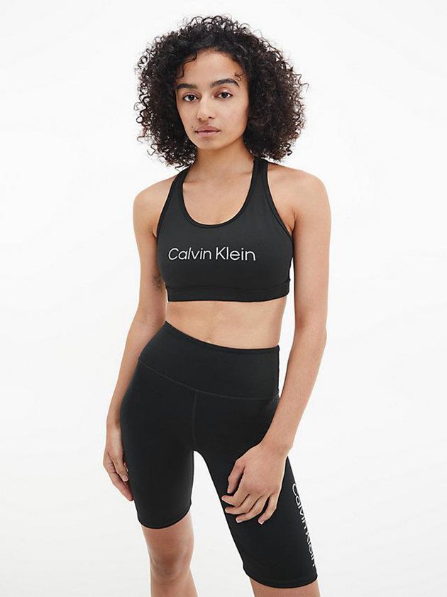 Black Calvin Klein Medium Impact Sports Women Bra | CMTF-70362