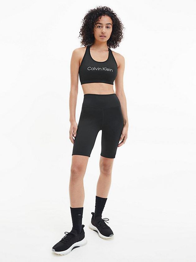 Black Calvin Klein Medium Impact Sports Women Bra | CMTF-70362