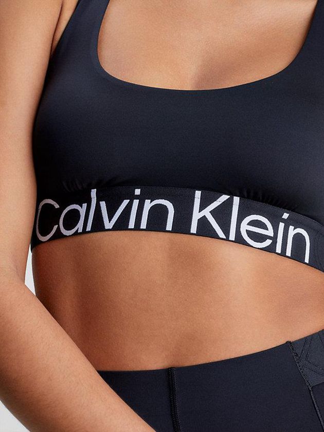 Black Calvin Klein Medium Impact Sports Women Bra | VHXU-90634