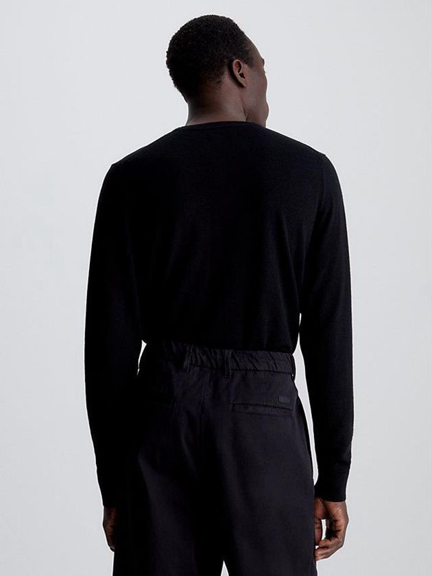 Black Calvin Klein Merino Wool Jumper Men Sweater | PSQZ-43810
