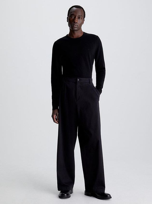 Black Calvin Klein Merino Wool Jumper Men Sweater | PSQZ-43810