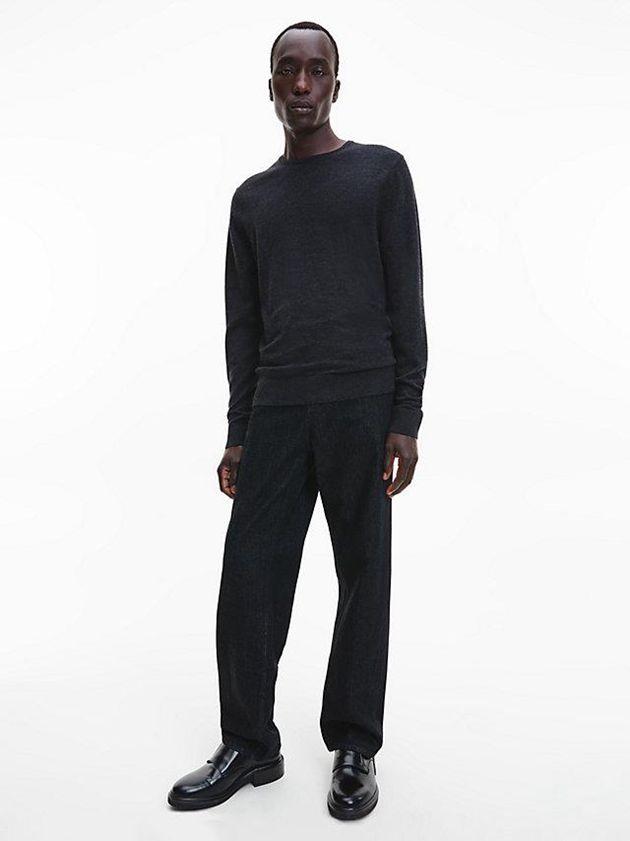 Black Calvin Klein Merino Wool Jumper Men Sweater | ONPH-64081