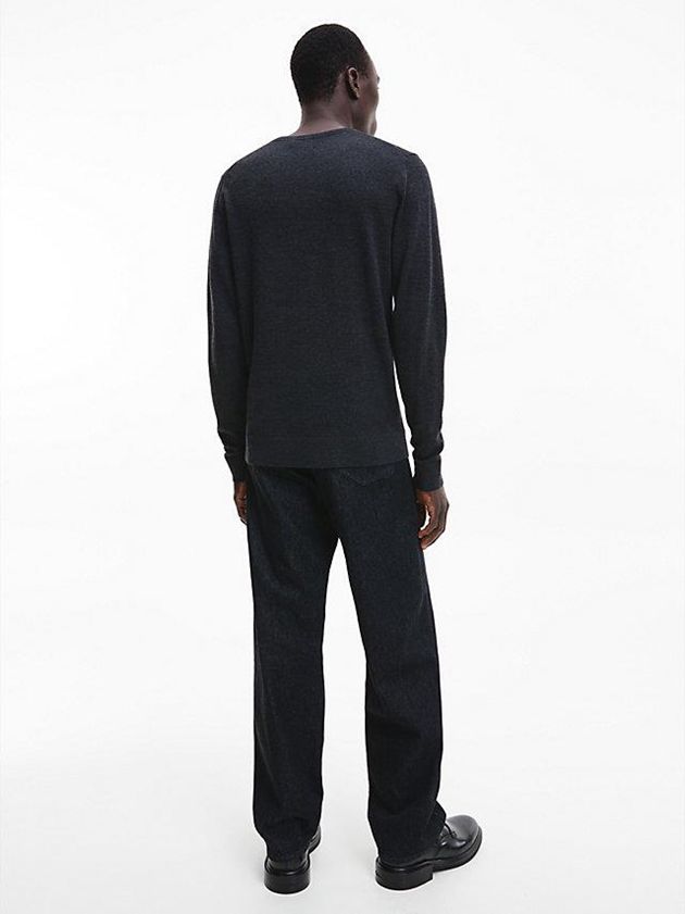 Black Calvin Klein Merino Wool Jumper Men Sweater | ONPH-64081