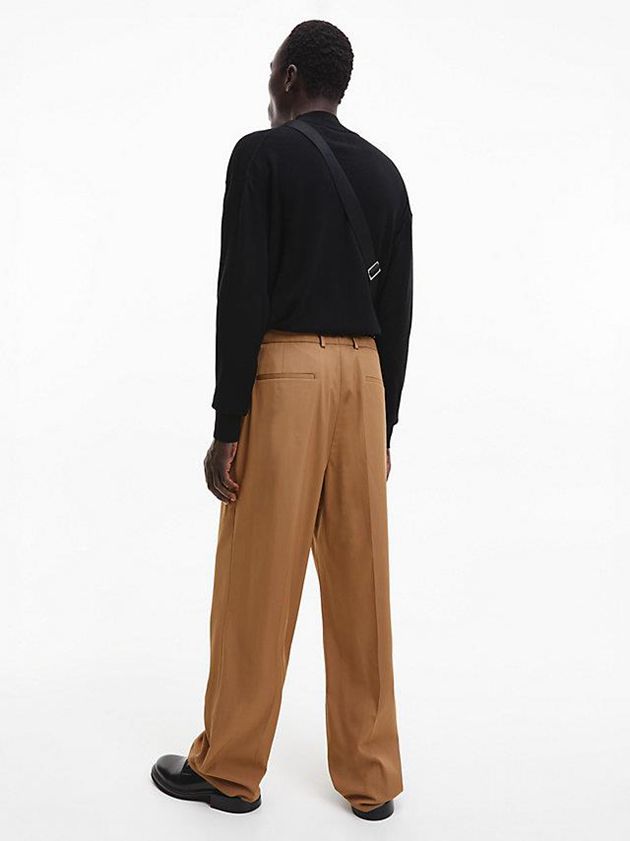 Black Calvin Klein Merino Wool Mock Neck Jumper Men Sweater | RIWJ-59320