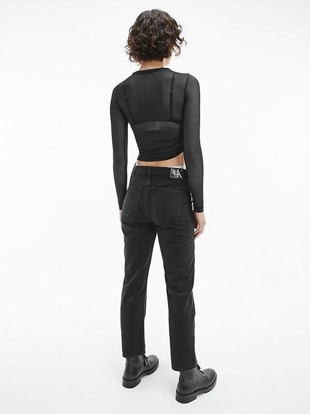 Black Calvin Klein Mesh Drawstring Women Top | AWBC-31827