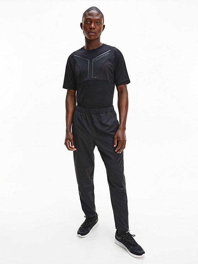 Black Calvin Klein Mesh Panel Men Joggers | BGRD-42793