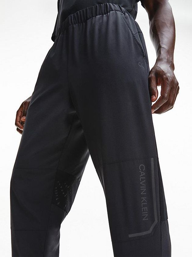 Black Calvin Klein Mesh Panel Men Joggers | BGRD-42793