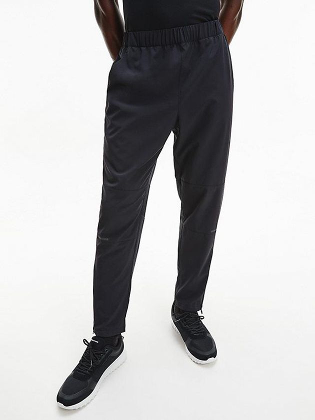 Black Calvin Klein Mesh Panel Men Joggers | BGRD-42793
