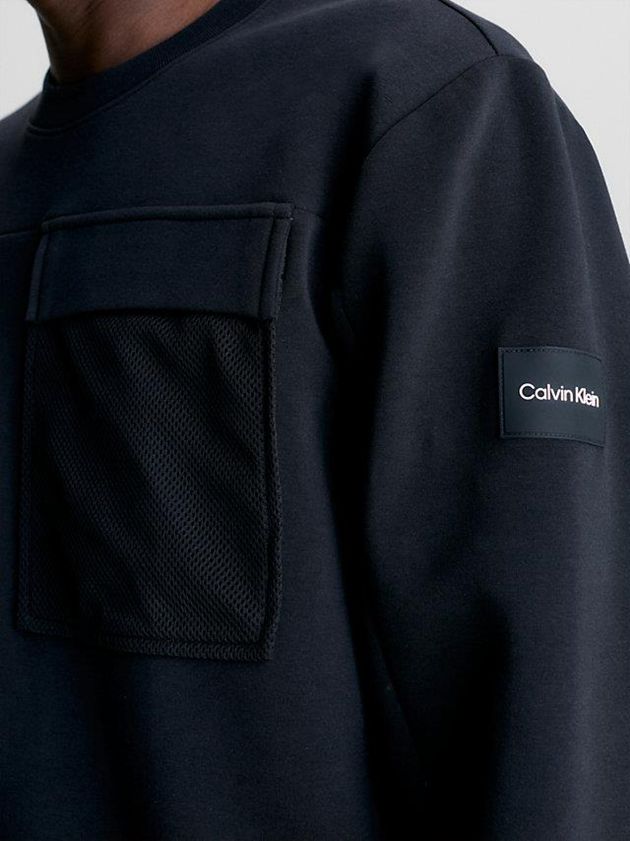 Black Calvin Klein Mesh Pocket Men Sweatshirt | IOPS-43712
