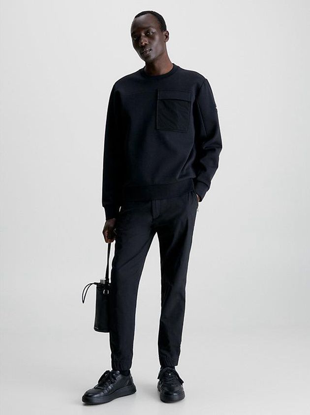 Black Calvin Klein Mesh Pocket Men Sweatshirt | IOPS-43712