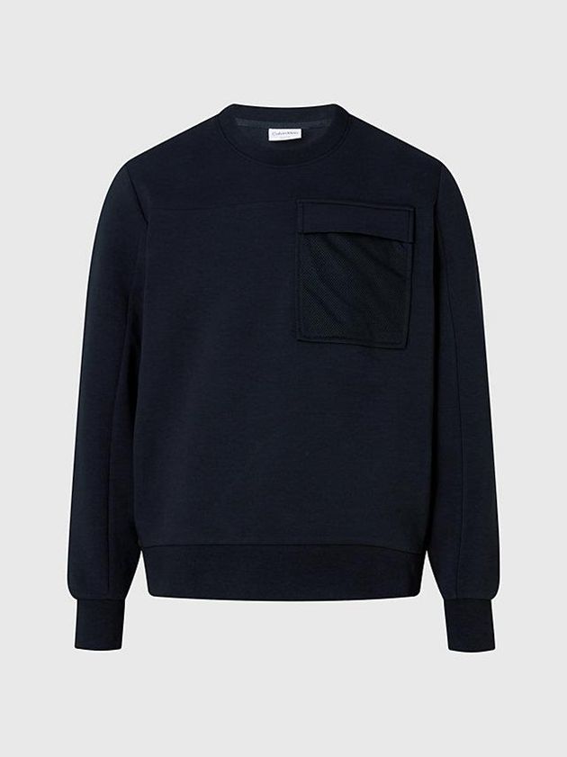 Black Calvin Klein Mesh Pocket Men Sweatshirt | IOPS-43712