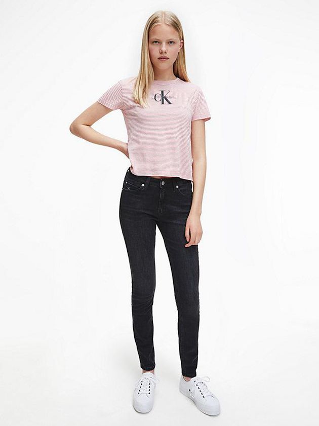 Black Calvin Klein Mid Rise Skinny Women Jeans | BFNS-39256