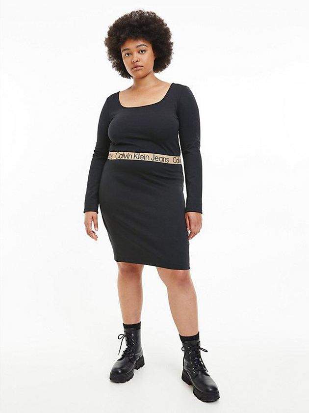 Black Calvin Klein Milano Jersey Bodycon Mini Women Dress | KIJC-56948