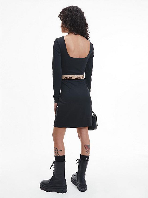 Black Calvin Klein Milano Jersey Bodycon Mini Women Dress | KIJC-56948