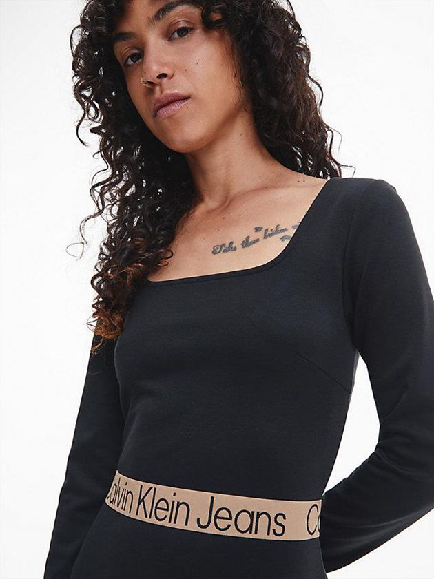 Black Calvin Klein Milano Jersey Bodycon Mini Women Dress | KIJC-56948