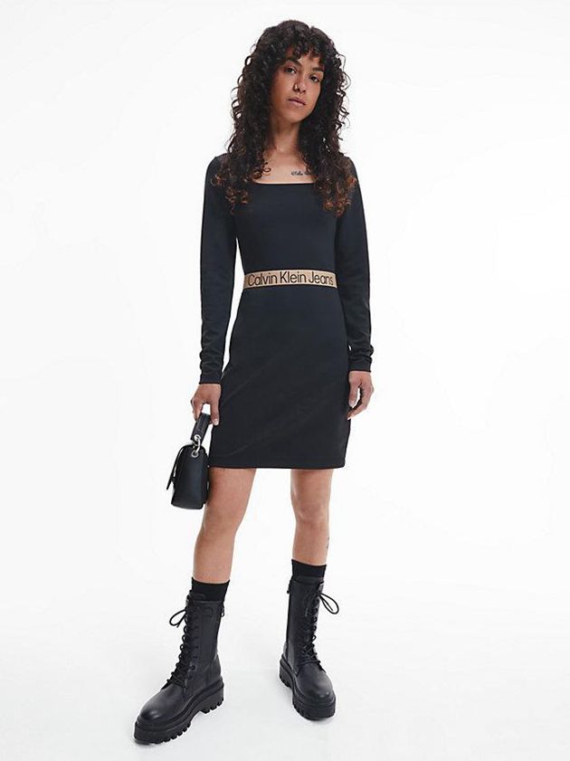 Black Calvin Klein Milano Jersey Bodycon Mini Women Dress | KIJC-56948