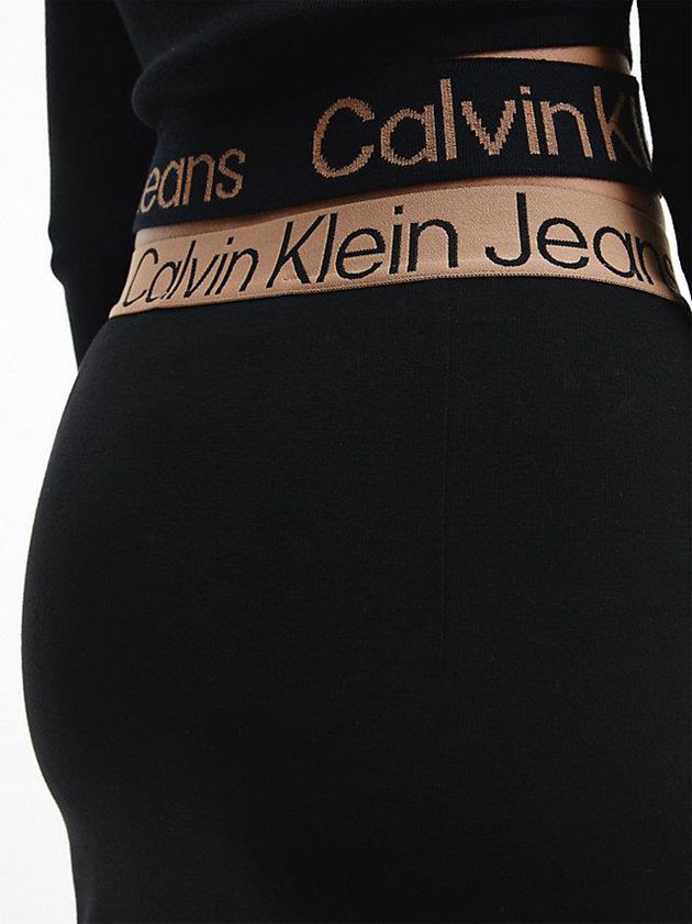 Black Calvin Klein Milano Jersey Logo Tape Pencil Women Skirt | LQHG-69701