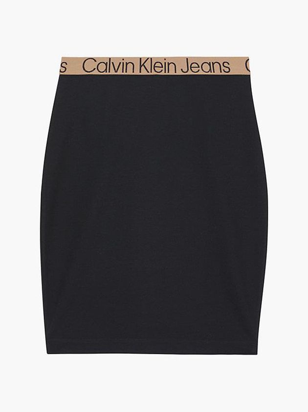 Black Calvin Klein Milano Jersey Logo Tape Pencil Women Skirt | LQHG-69701