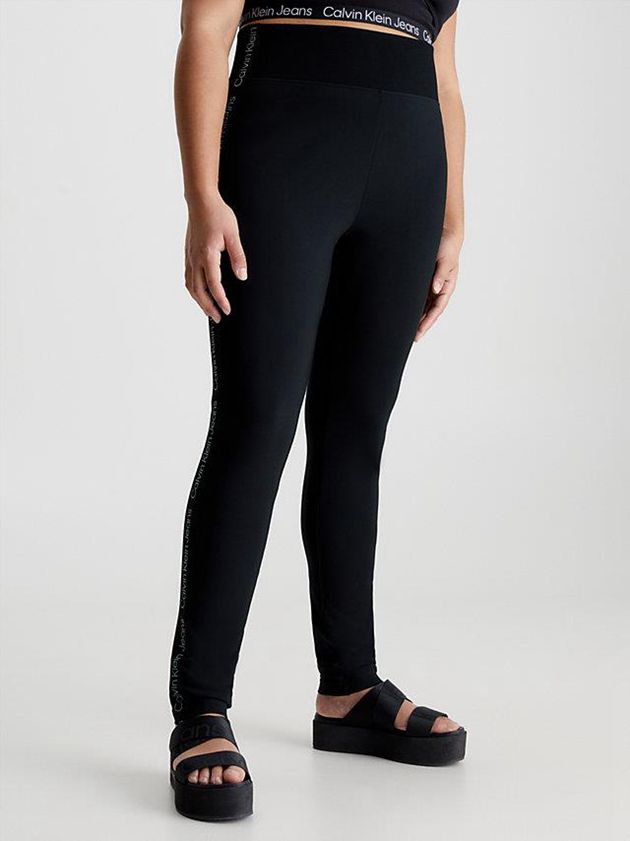 Black Calvin Klein Milano Jersey Logo Tape Women Leggings | ODHT-93261
