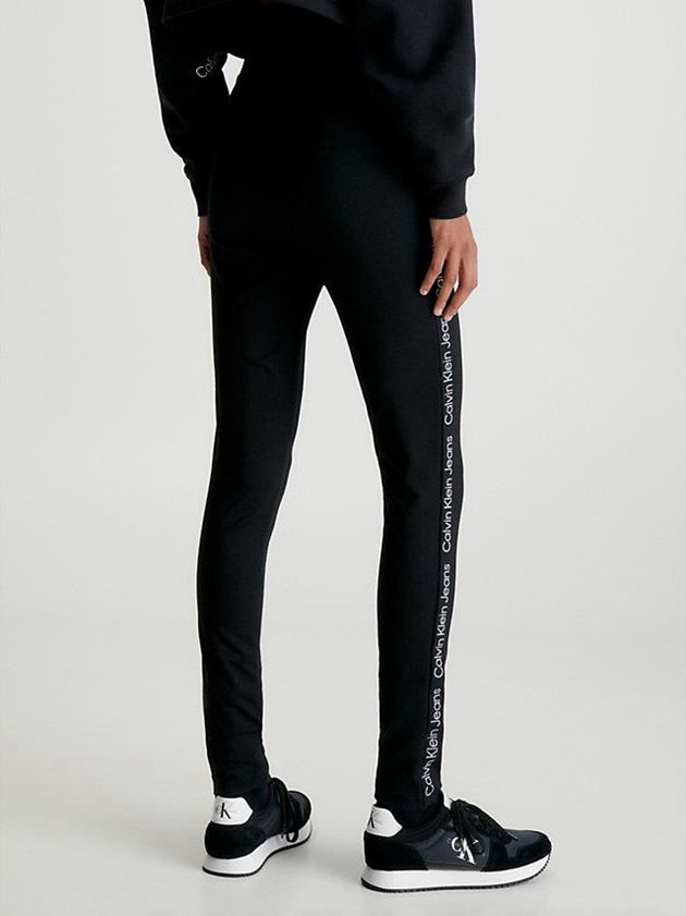 Black Calvin Klein Milano Jersey Logo Tape Women Leggings | ODHT-93261