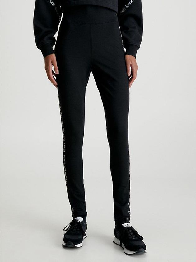 Black Calvin Klein Milano Jersey Logo Tape Women Leggings | ODHT-93261