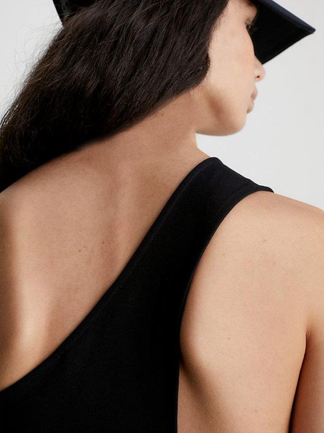 Black Calvin Klein Milano Jersey One-Shoulder Women Dress | OUVQ-63579