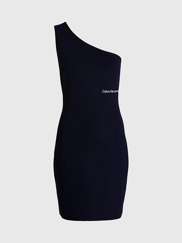 Black Calvin Klein Milano Jersey One-Shoulder Women Dress | OUVQ-63579