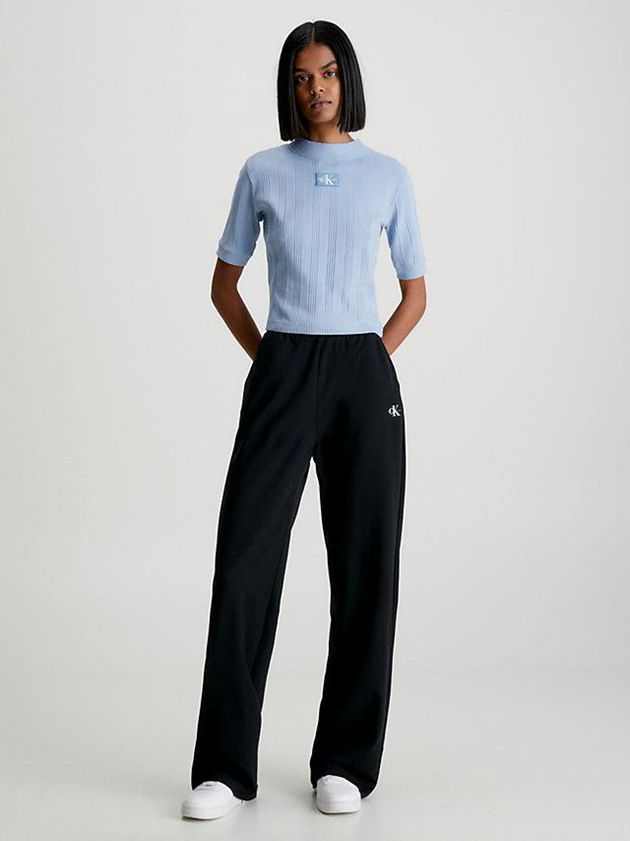 Black Calvin Klein Milano Jersey Wide Leg Women Joggers | HFMC-39214