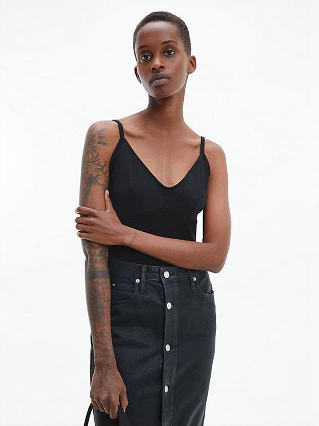 Black Calvin Klein Milano Jersey Women Bodysuit | ZIDX-82704