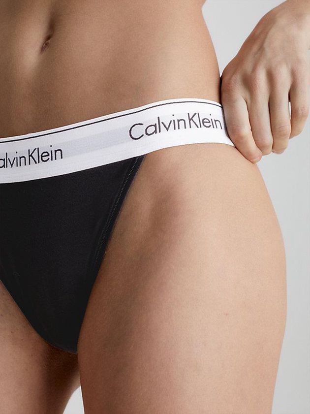 Black Calvin Klein Modern Cotton Women Thong | CTAI-20396