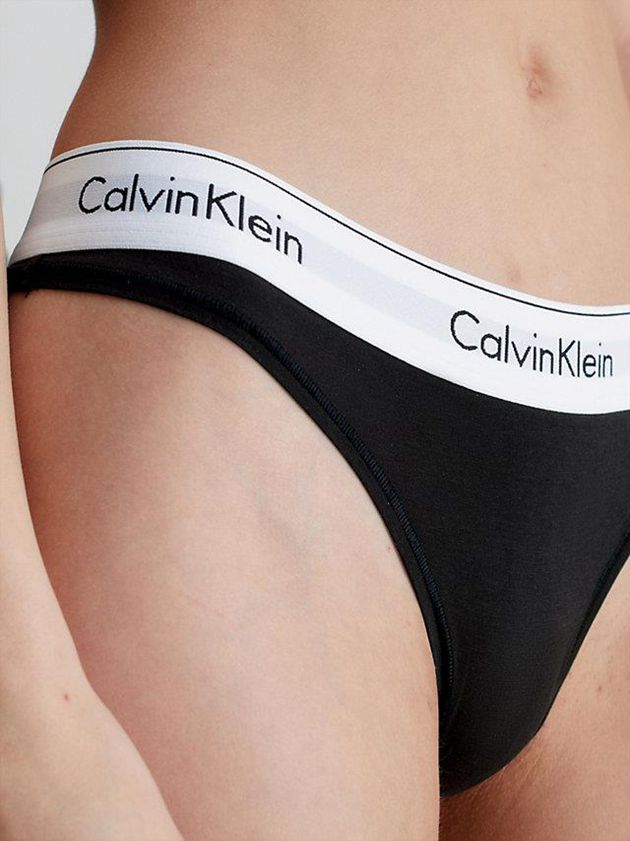 Black Calvin Klein Modern Cotton Women Thong | ZKPN-90132