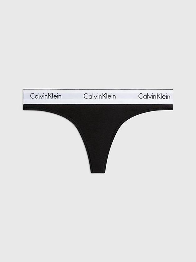 Black Calvin Klein Modern Cotton Women Thong | ZKPN-90132