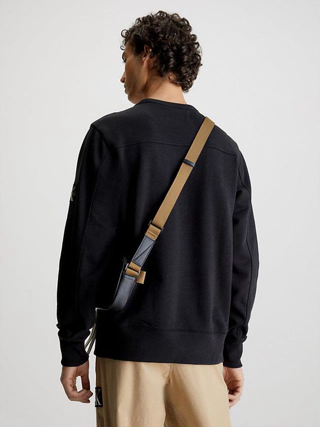 Black Calvin Klein Monogram Badge Men Sweatshirt | ATVW-90854