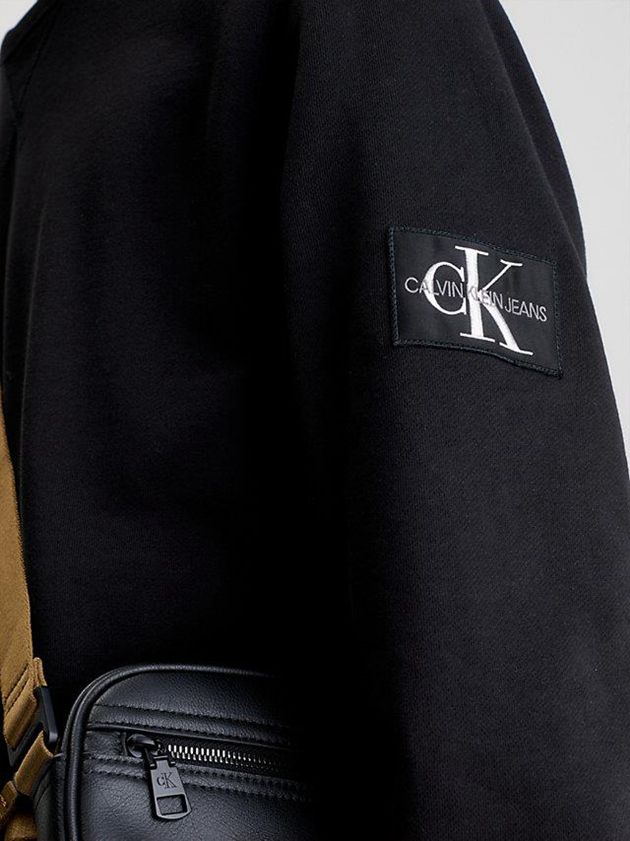 Black Calvin Klein Monogram Badge Men Sweatshirt | ATVW-90854