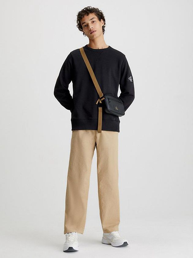Black Calvin Klein Monogram Badge Men Sweatshirt | ATVW-90854