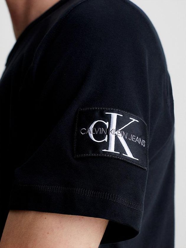 Black Calvin Klein Monogram Badge Men T-Shirt | HVTL-54837