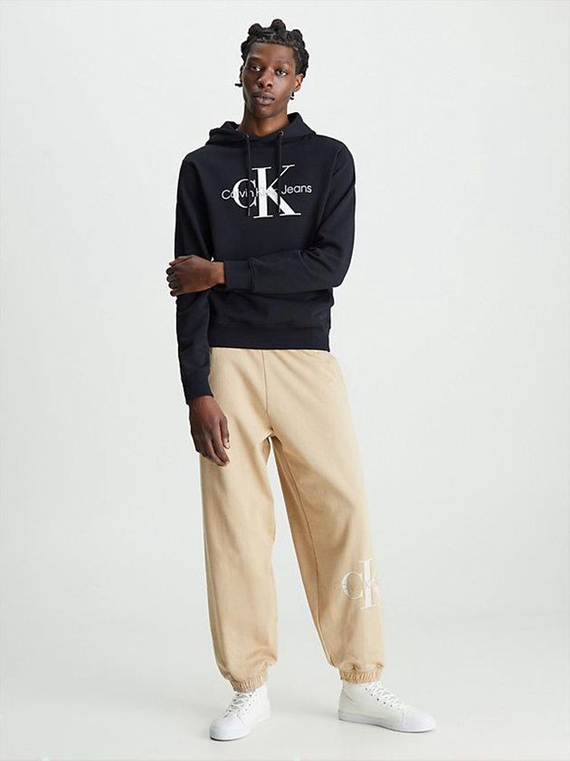 Black Calvin Klein Monogram Men Hoodie | MSQI-16407