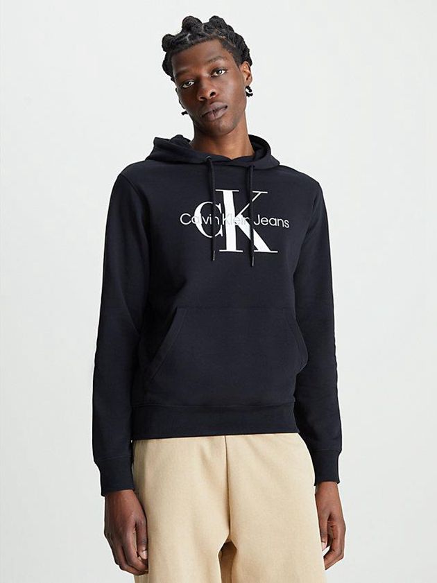 Black Calvin Klein Monogram Men Hoodie | MSQI-16407