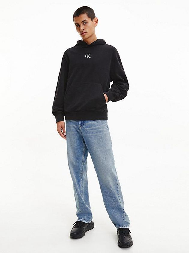 Black Calvin Klein Monogram Men Hoodie | DIKO-62450