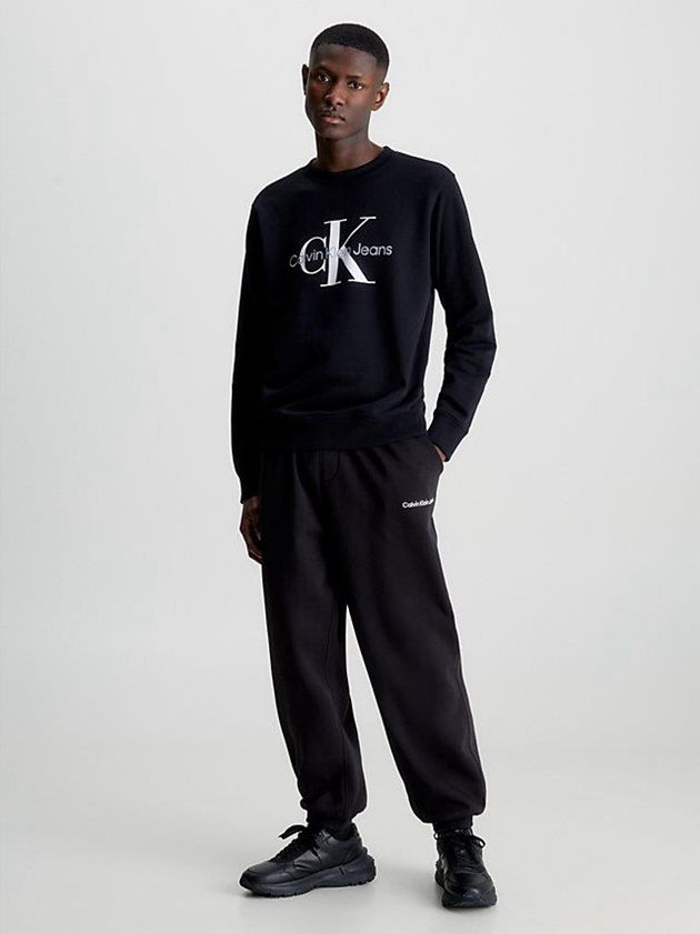 Black Calvin Klein Monogram Men Sweatshirt | ZCJP-51378