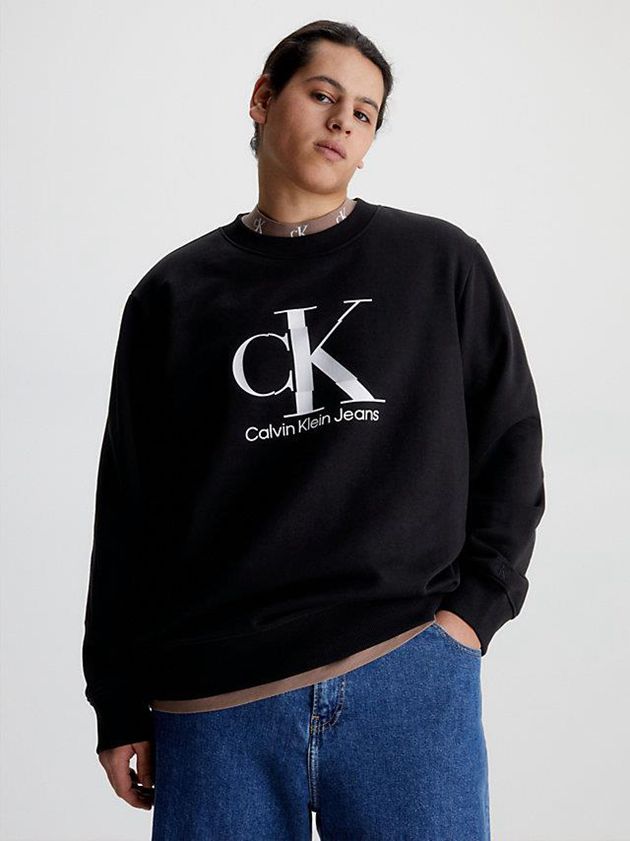 Black Calvin Klein Monogram Men Sweatshirt | TMGE-69547